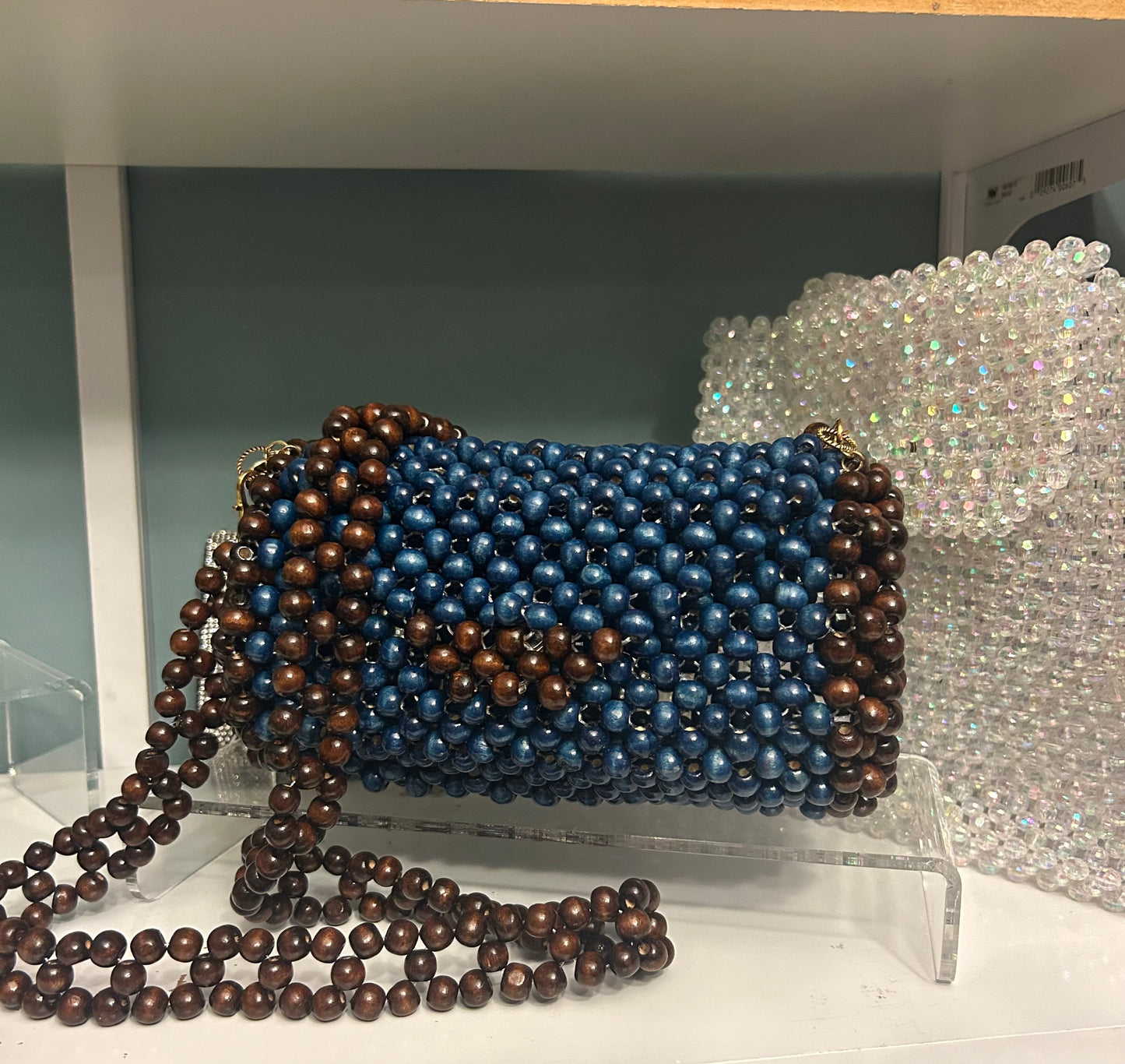 6. Wooden Beaded Round Duffle Bag