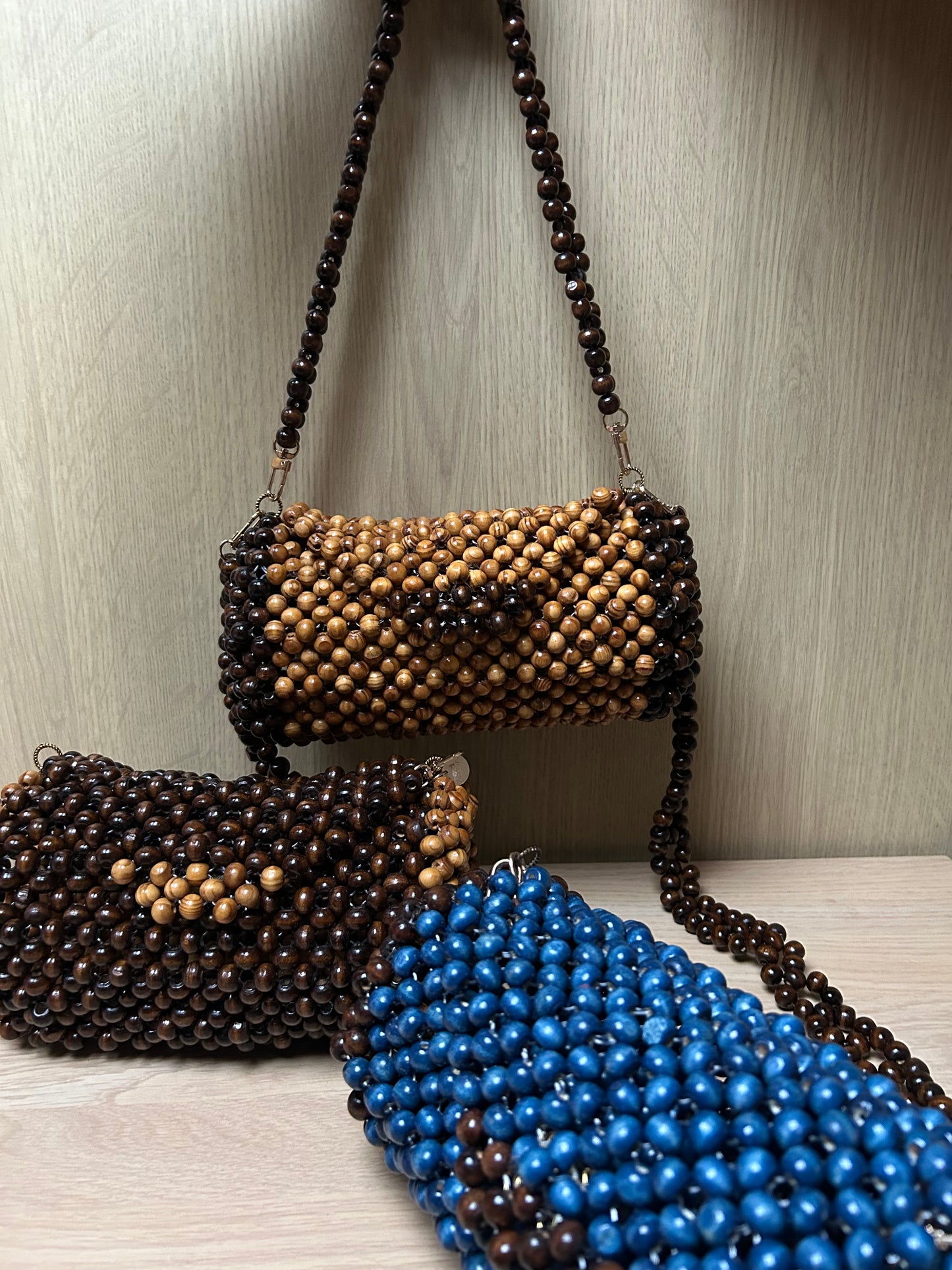 6. Wooden Beaded Round Duffle Bag