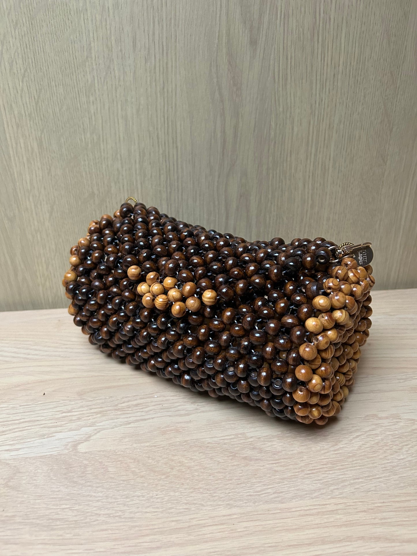 6. Wooden Beaded Round Duffle Bag