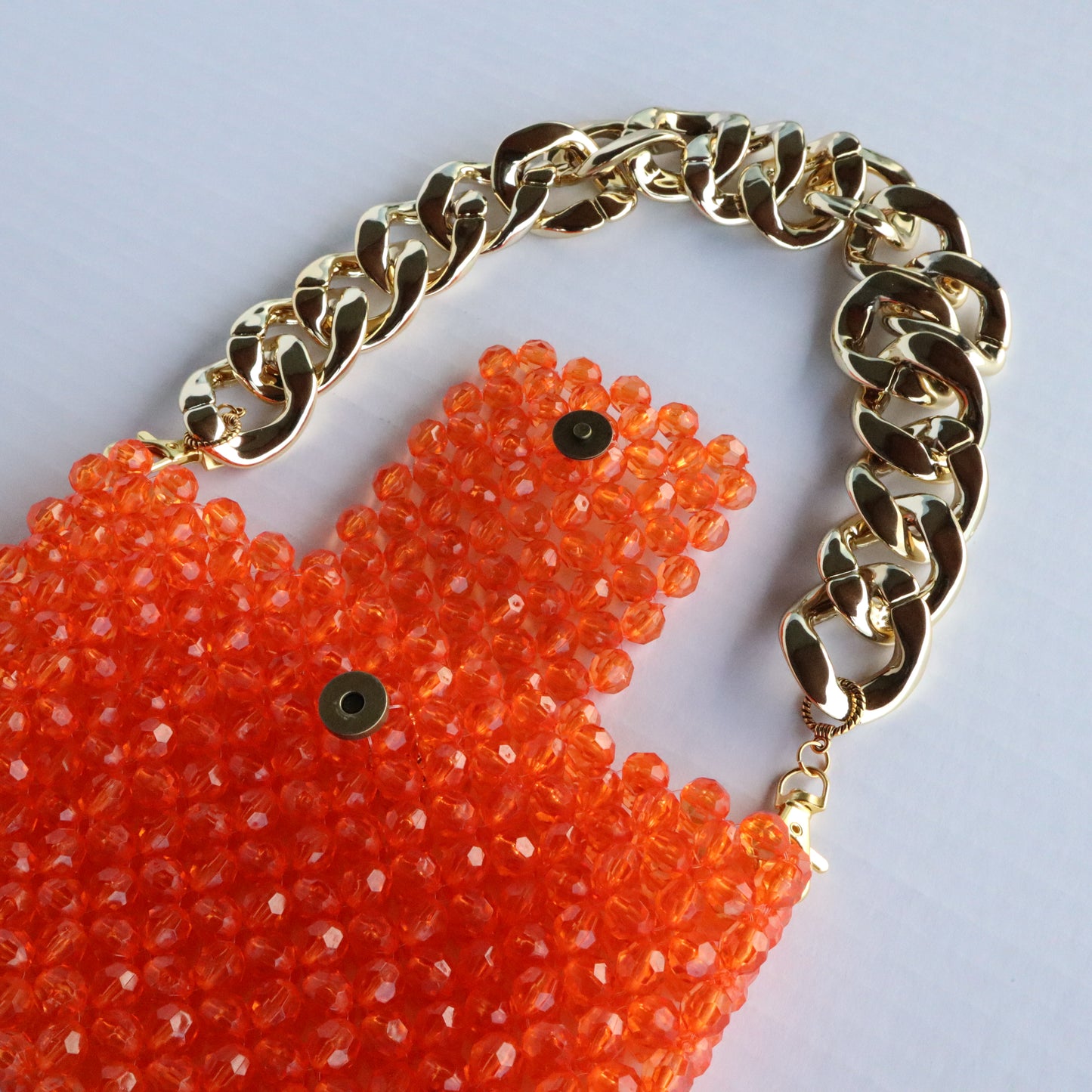 Beaded Purse With Gold Chain Link Strap