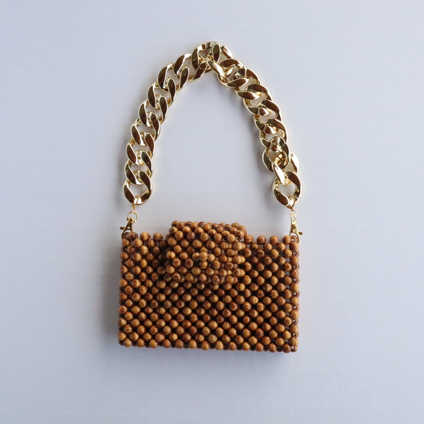 Beaded Purse With Gold Chain Link Strap