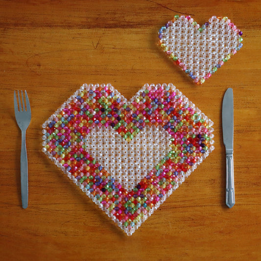 7. Love Heart Beaded Placemat and Coaster Set