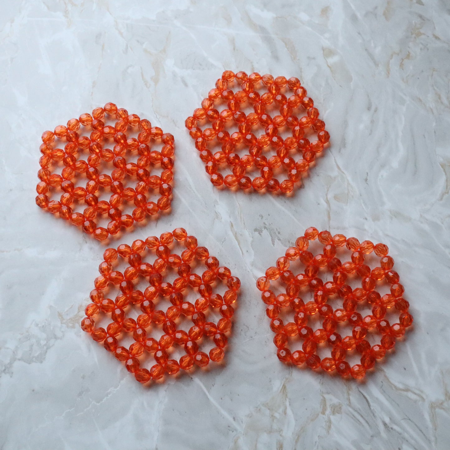 Hexagonal Beaded Coaster Set of 2