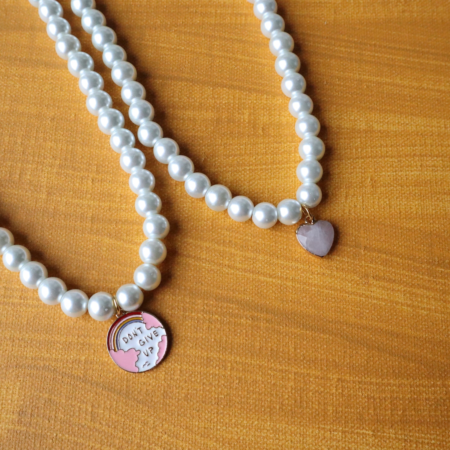 3. Faux Pearl Charm Necklace