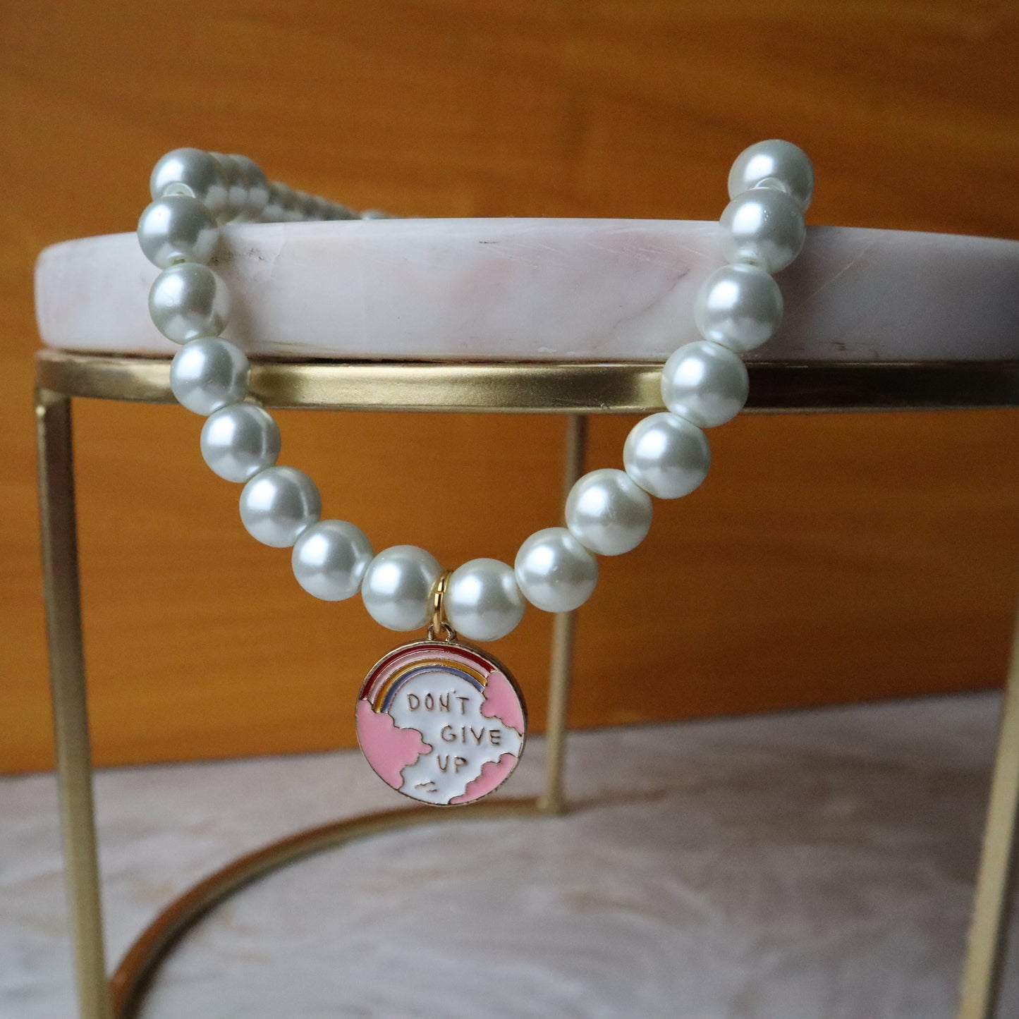 3. Faux Pearl Charm Necklace