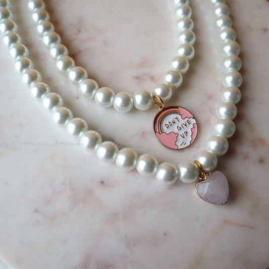 3. Glass Pearl Charm Necklace